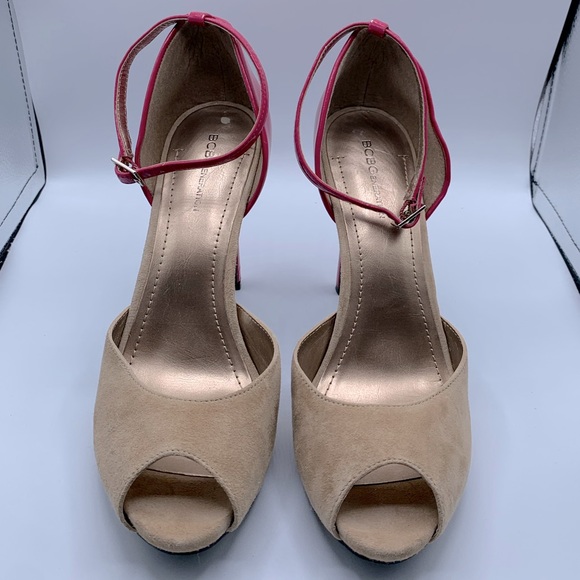 BCBG GENERATION , Pink & Tan 5” high heels, peep toe. Size 9.5 - Picture 4 of 10
